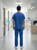 Bộ scrubs cho nam màu xanh coban cao cấp, không phai màu, Size M - Vải Lon Mỹ