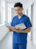 Bộ scrubs cho nam màu xanh coban cao cấp, không phai màu, Size M - Vải Lon Mỹ