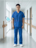 Bộ scrubs cho nam màu xanh coban cao cấp, không phai màu, Size M - Vải Lon Mỹ