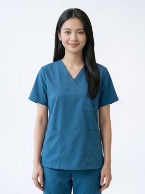 Bộ scrubs nữ màu xanh dương cao cấp