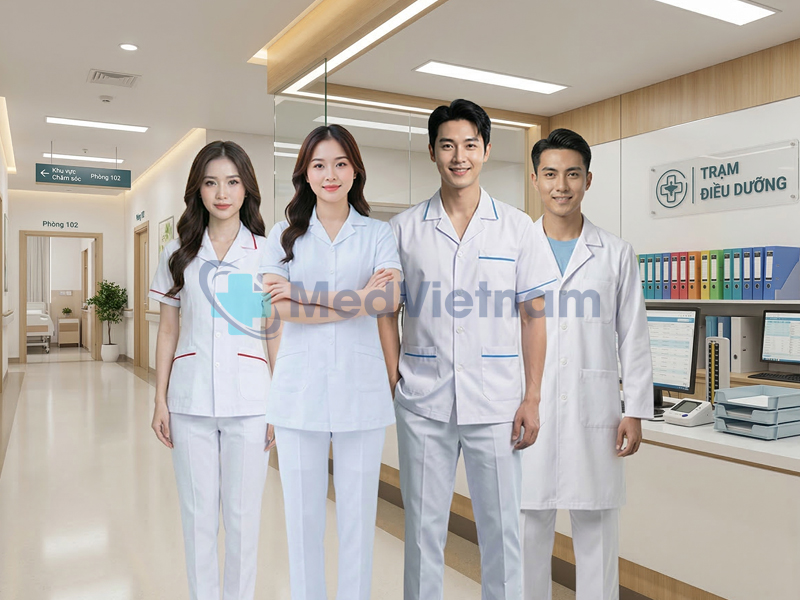 Áo blouse - trang phục khoác ngoài chuyên dụng trong môi trường y tế.