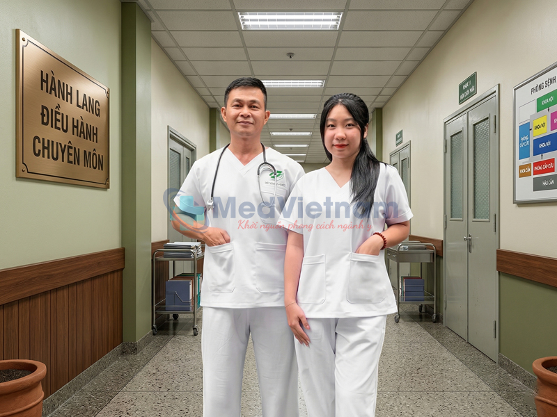 Bộ Scrubs trong bệnh viện quân y cho nam nữ.
