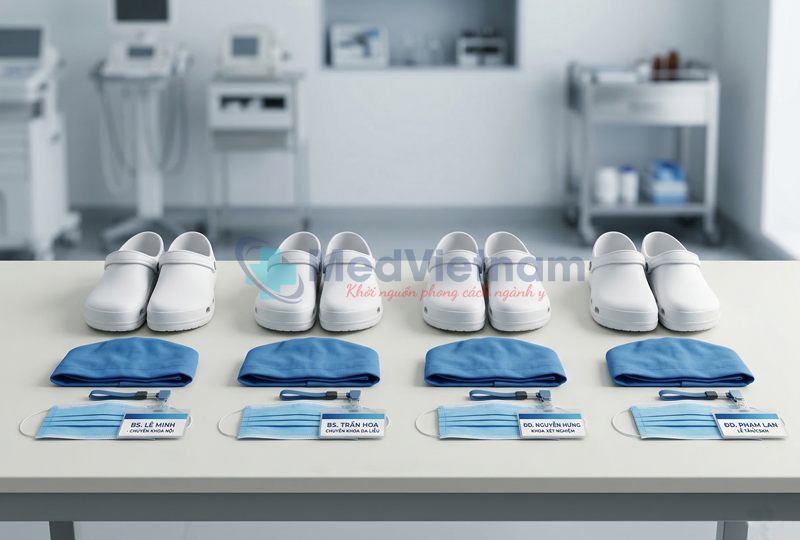 Phụ kiện cho bộ đồng phục phòng khám.