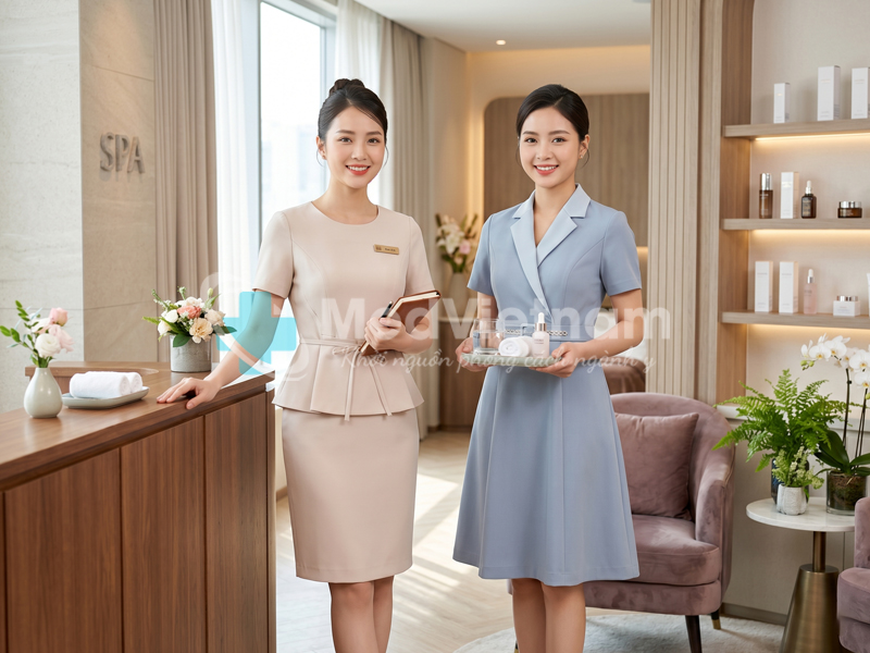 Đồng phục spa váy phong cách Hàn Quốc.