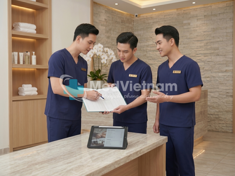 Đồng phục spa cho nhân viên nam chuyên nghiệp.