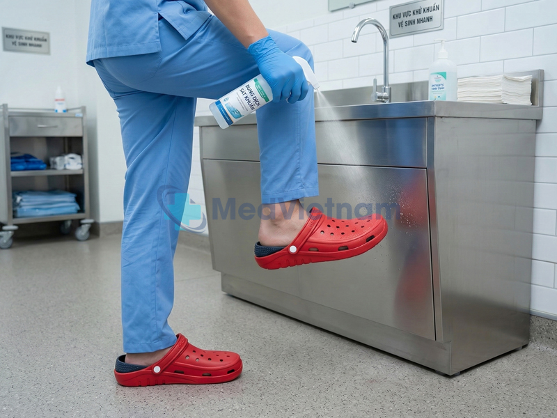 Dép y tế thiết kế dễ vệ sinh và bảo quản.