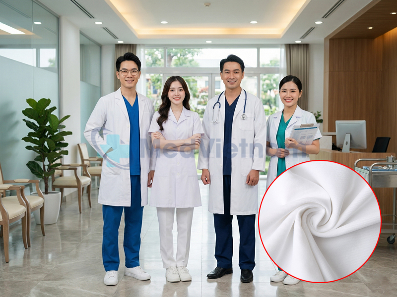 Vải cotton lạnh phù hợp phù hợp làm chất liệu may đồng phục y tế chuyên dụng.