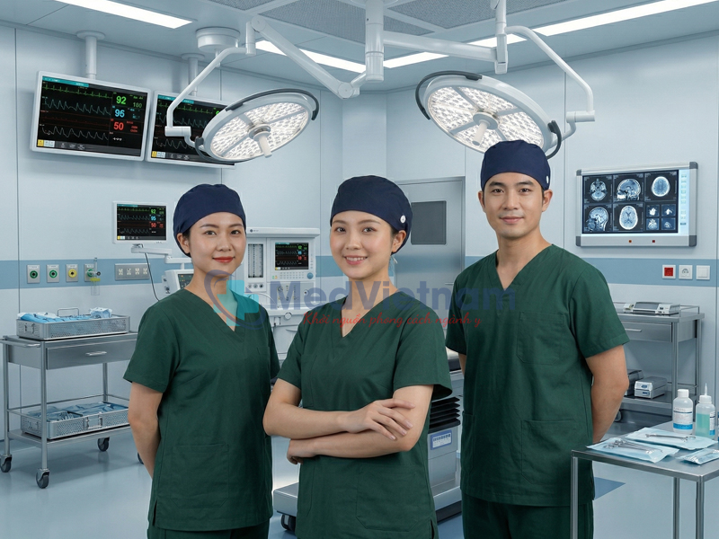 Sử dụng mũ phẫu thuật ngăn chặn nguy cơ phát tán vi khuẩn từ tóc và da đầu.