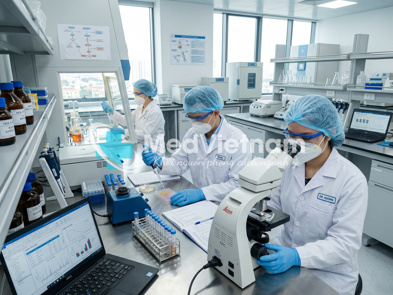 Sử dụng đồng phục chuyên dụng đạt chuẩn trong phòng thí nghiệm.