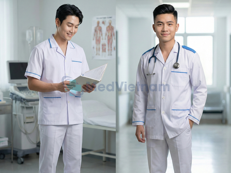 Đồng phục áo Blouse nam chuyên nghiệp cho môi trường đặc thù.